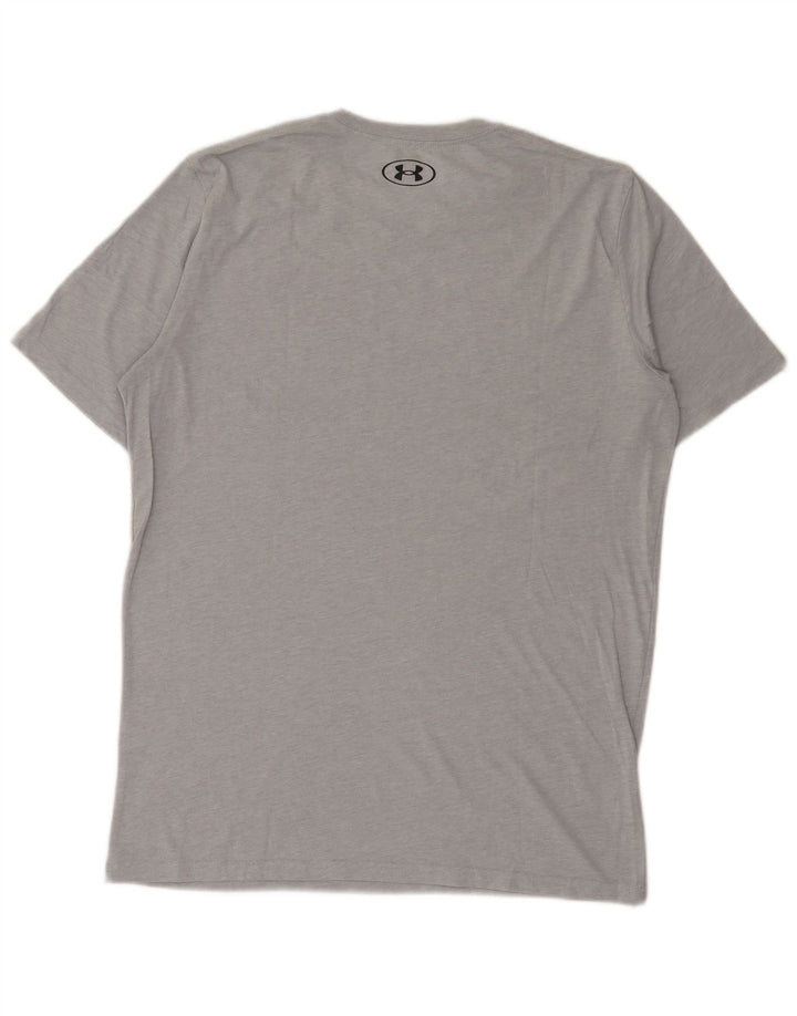T-shirt grafica da uomo Under Armour Heat Gear Top in cotone chiazzato grigio medio