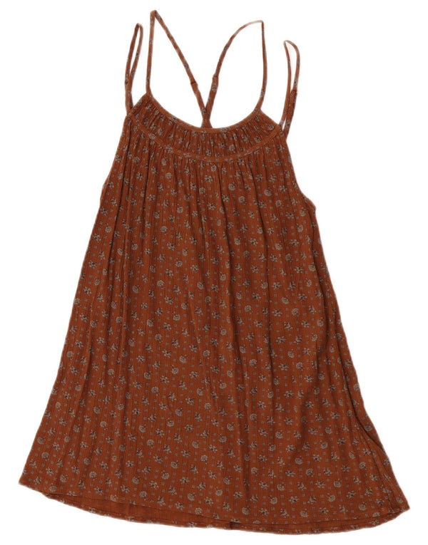 Abito da donna Fat Face Halter UK 6 XS Viscosa floreale marrone