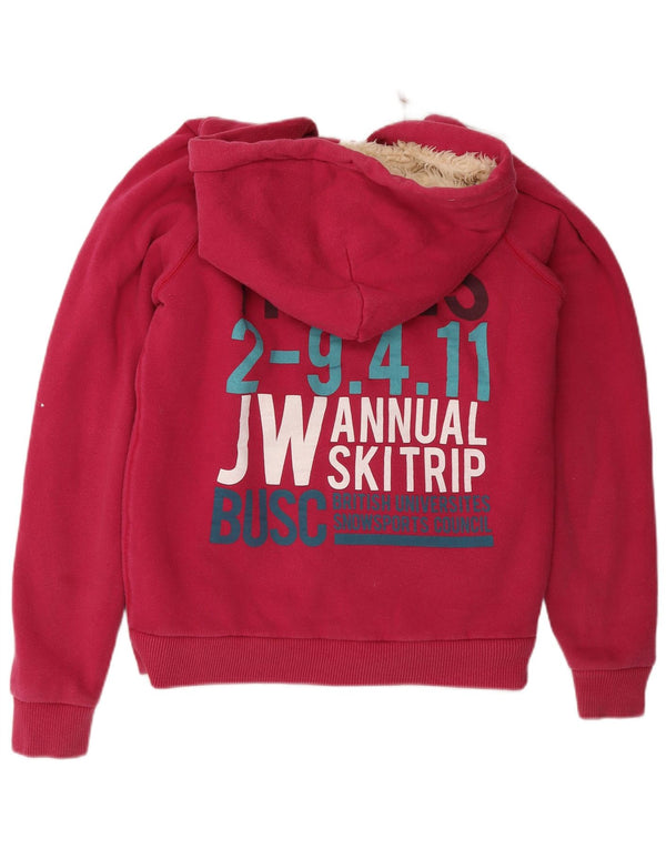 Maglione con cappuccio e zip oversize con grafica da donna Jack Wills UK 10 piccolo rosa
