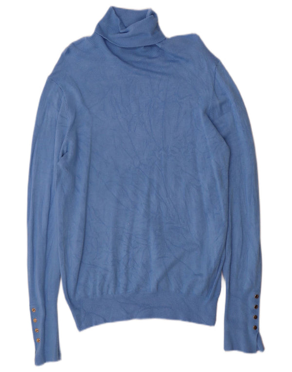 Maglione maglione a collo alto da donna Zara UK 14 grande viscosa blu