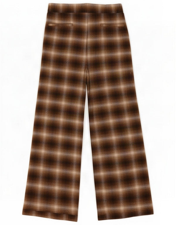 Pantaloni corti da donna a vita alta con gamba larga Zara Large W30 L25 Marrone a quadri