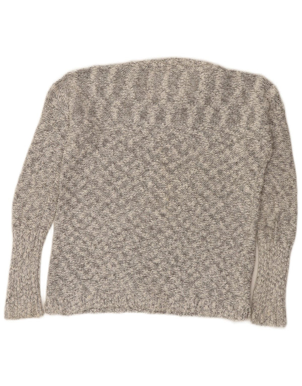 SUPERDRY Womens Crew Neck Jumper Sweater UK 6 XS Grey Flecked Acrylic