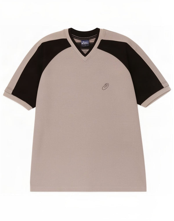 T-shirt da uomo Asics Top Large in cotone color block grigio