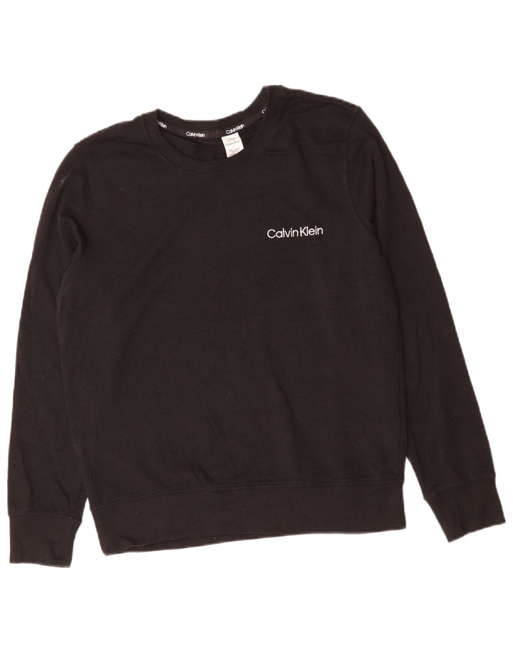 CALVIN KLEIN Felpa da donna Maglione UK 14 Medio Nero Cotone
