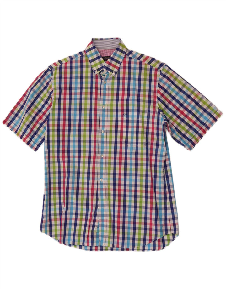Paul & Shark Camicia a maniche corte da uomo taglia 41 Grande percalle multicolore