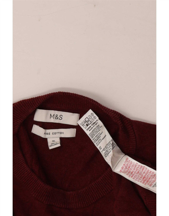 Maglione maglione girocollo da uomo Marks & Spencer XL in cotone rosso