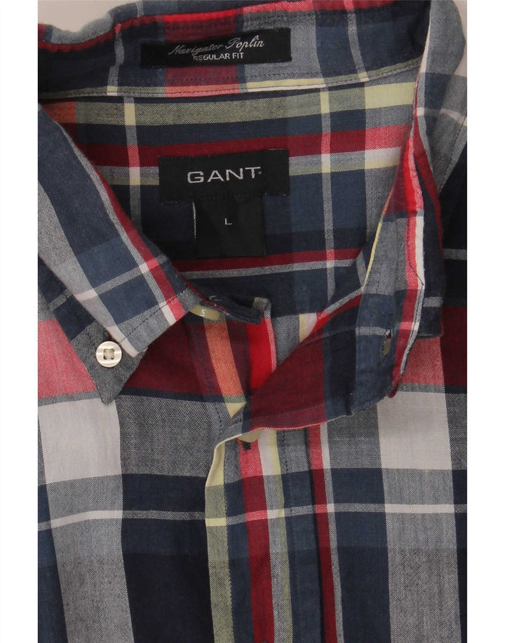 Gant Camicia da uomo dalla vestibilità regolare, grande motivo a quadri blu navy