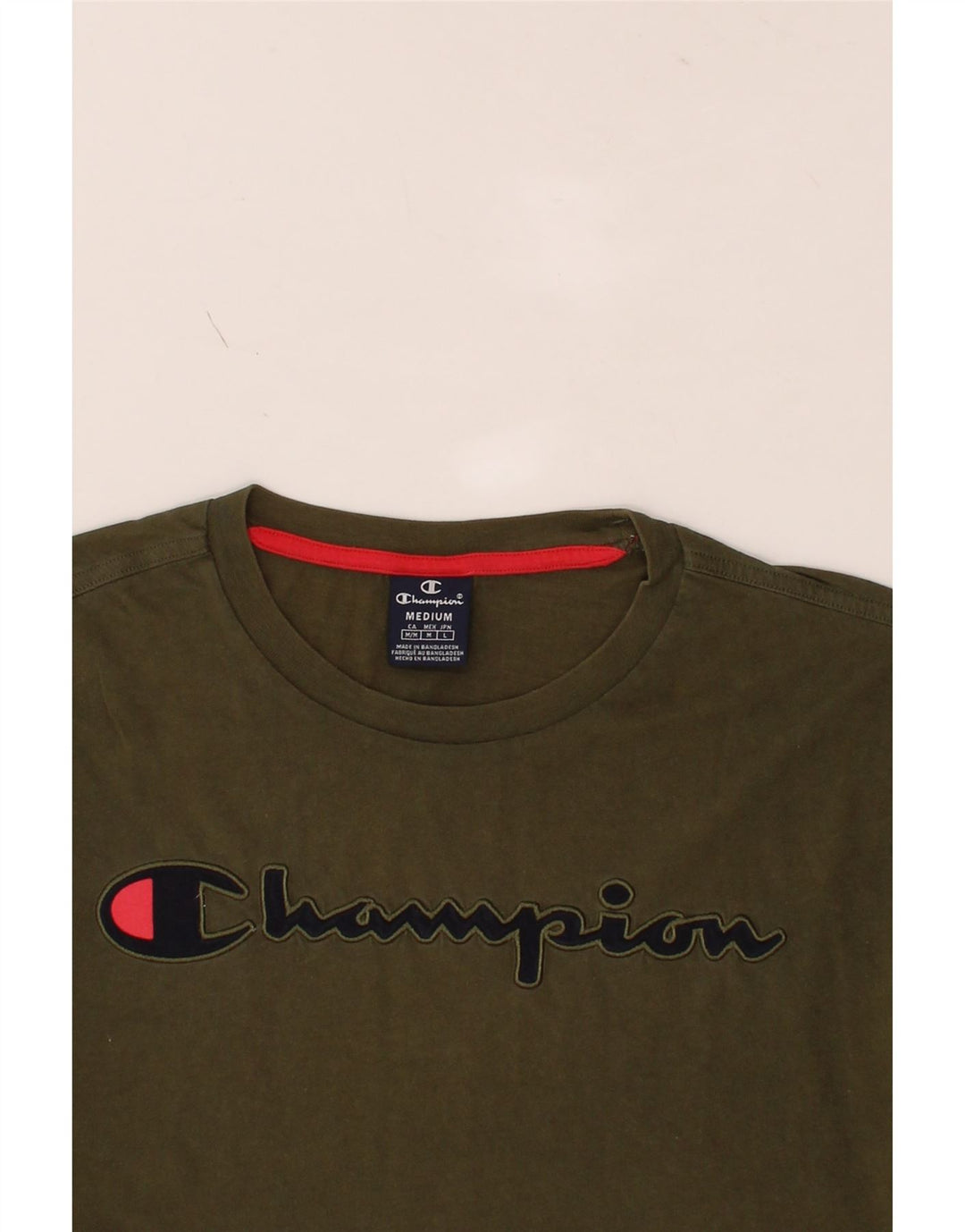 CHAMPION Mens Graphic T-Shirt Top Medium Khaki Vintage Champion and Second-Hand Champion from Messina Hembry 
