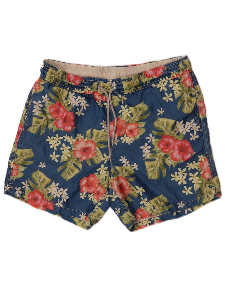 Pantaloncini da bagno da uomo Saint Barth piccoli in poliestere floreale blu