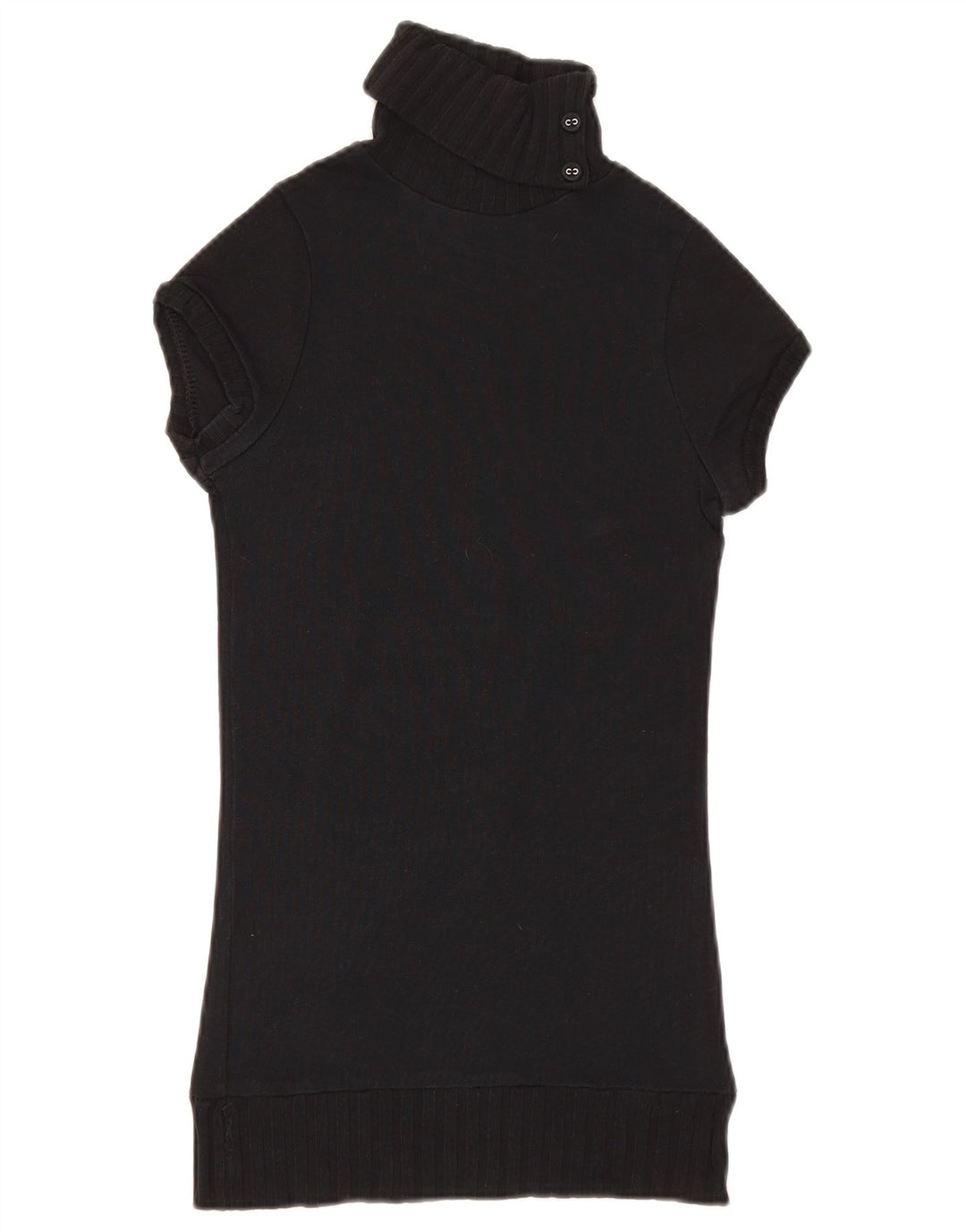 Maglione Zara da donna a maniche corte con collo e bottoni UK 8 piccolo nero