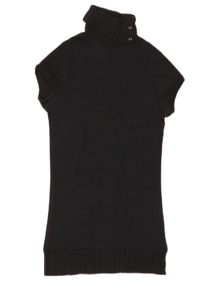 Maglione Zara da donna a maniche corte con collo e bottoni UK 8 piccolo nero