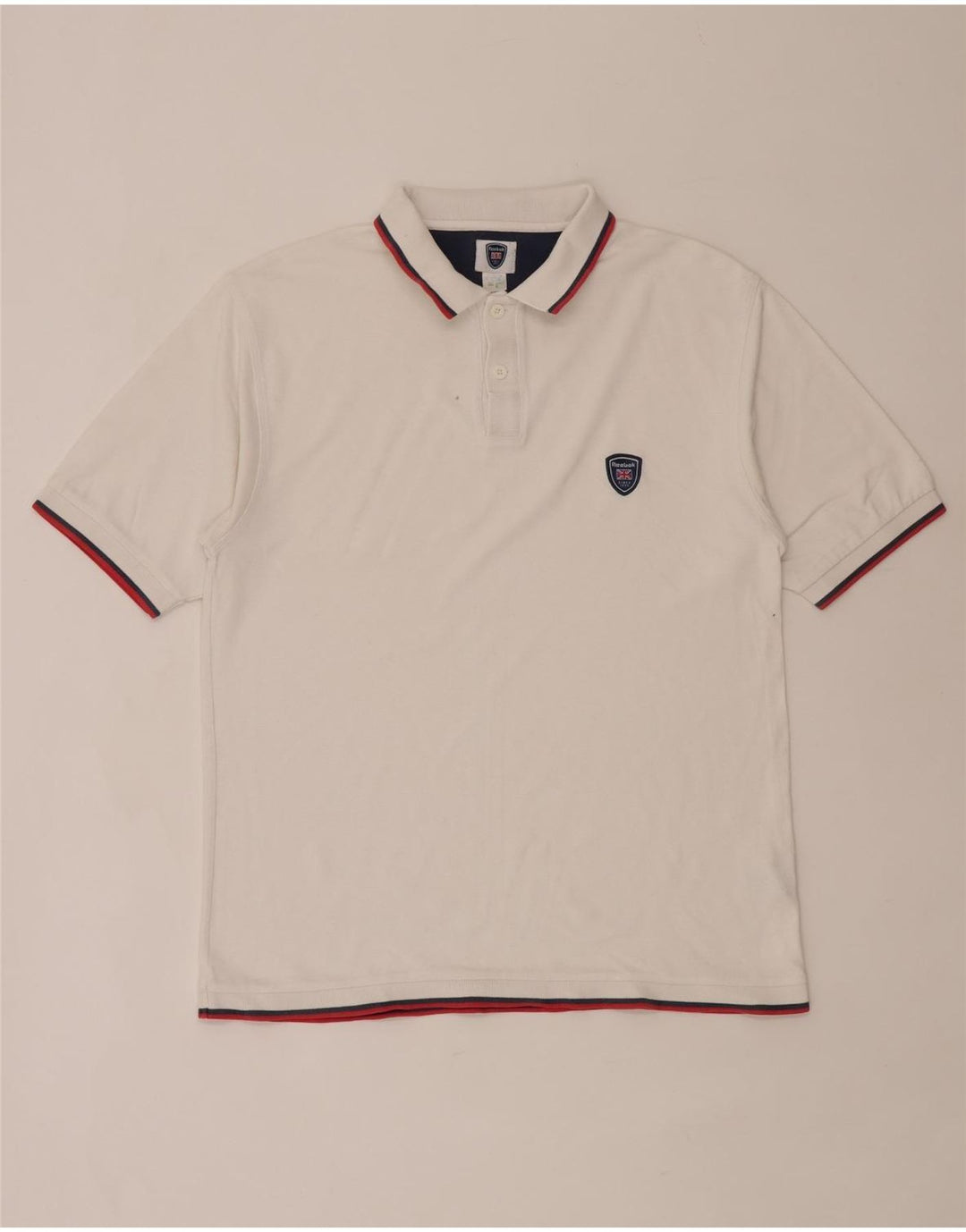 Polo Reebok da uomo grande in cotone bianco