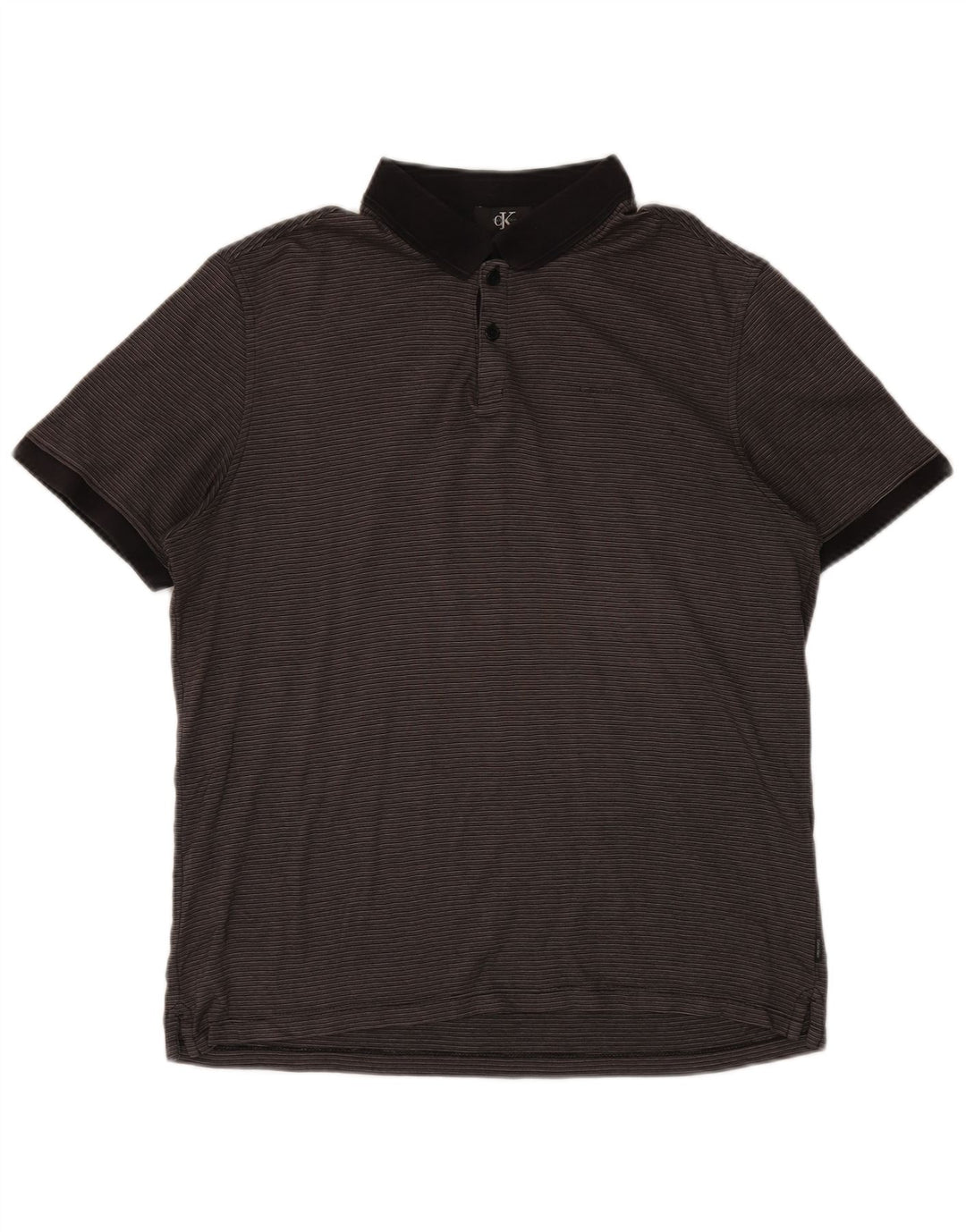 CALVIN KLEIN Polo Uomo Cotone Gessato Grigio Medio