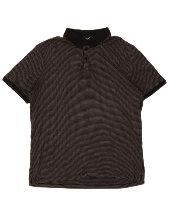 CALVIN KLEIN Polo Uomo Cotone Gessato Grigio Medio