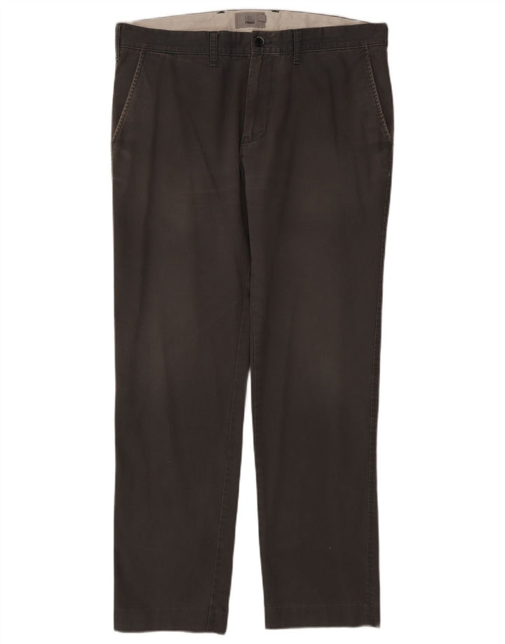 Pantaloni chino dritti da uomo Marks & Spencer W36 L30 cotone grigio