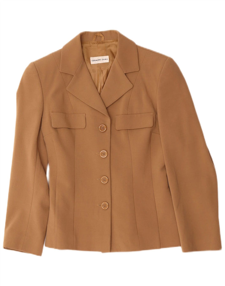 Germano Zama Giacca blazer a 4 bottoni da donna UK 38 Marrone medio