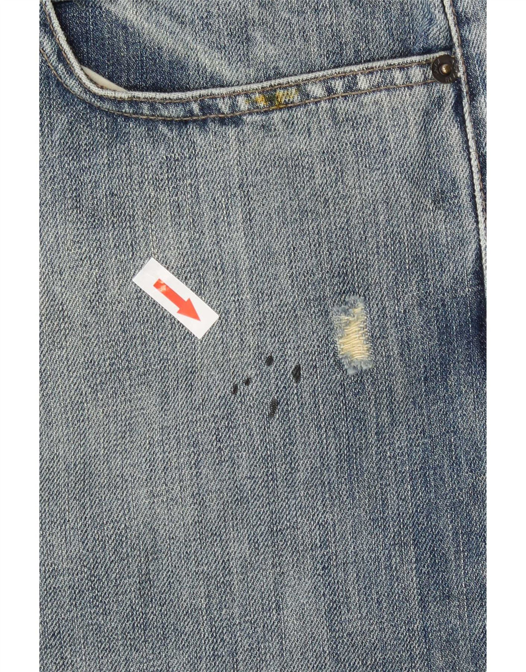 Jeans dritti invecchiati da uomo Armani W36 L30 in cotone blu