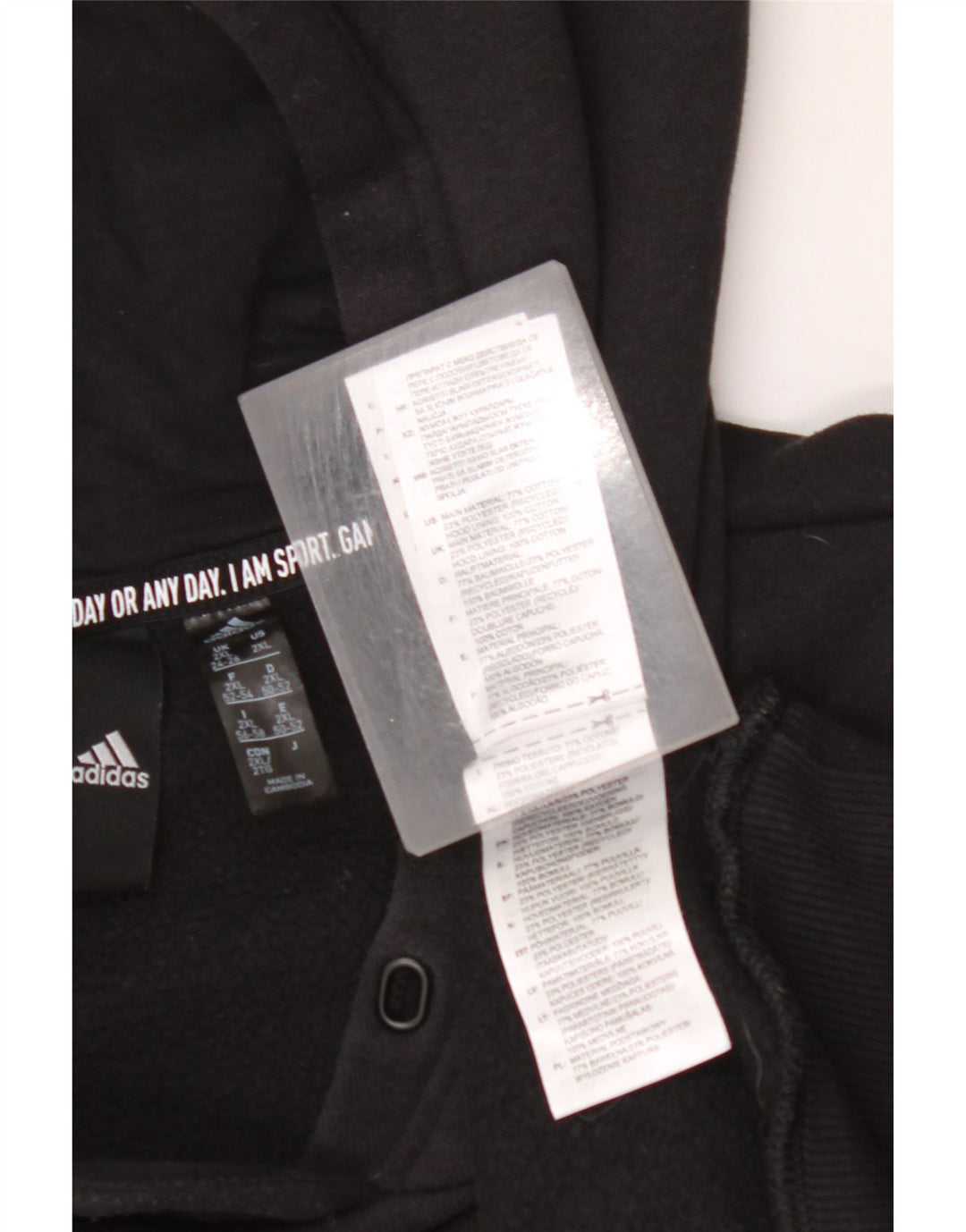 Maglione con cappuccio grafico da donna ADIDAS UK 24/26 2XL Cotone nero