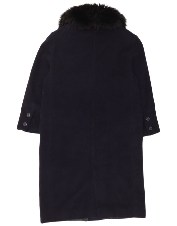 Cappotto doppiopetto vintage da donna IT 48 XL in lana blu navy