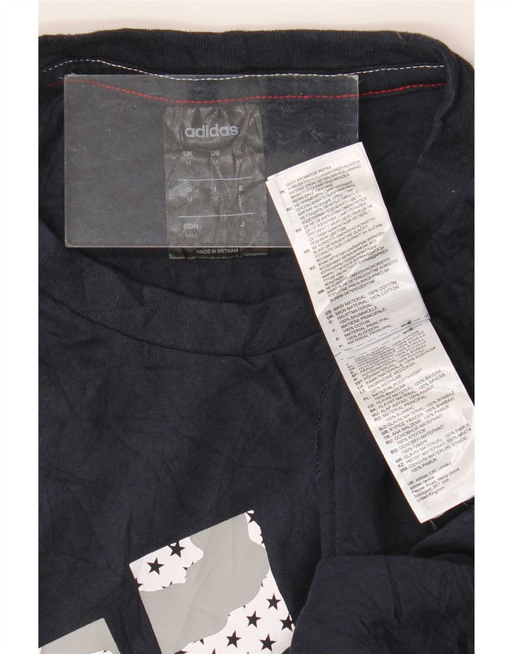 T-shirt grafica da uomo Adidas Top in cotone blu navy medio