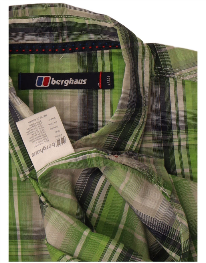 Camicia a maniche corte da uomo Berghaus a quadri verdi grandi in poliestere