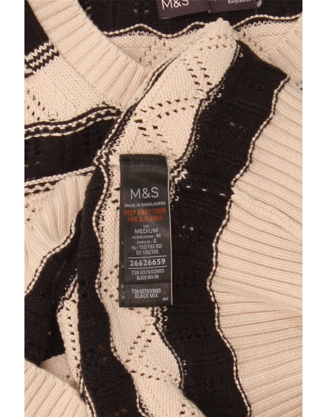 Canotta da donna Marks & Spencer UK 14 Cotone a righe beige medio