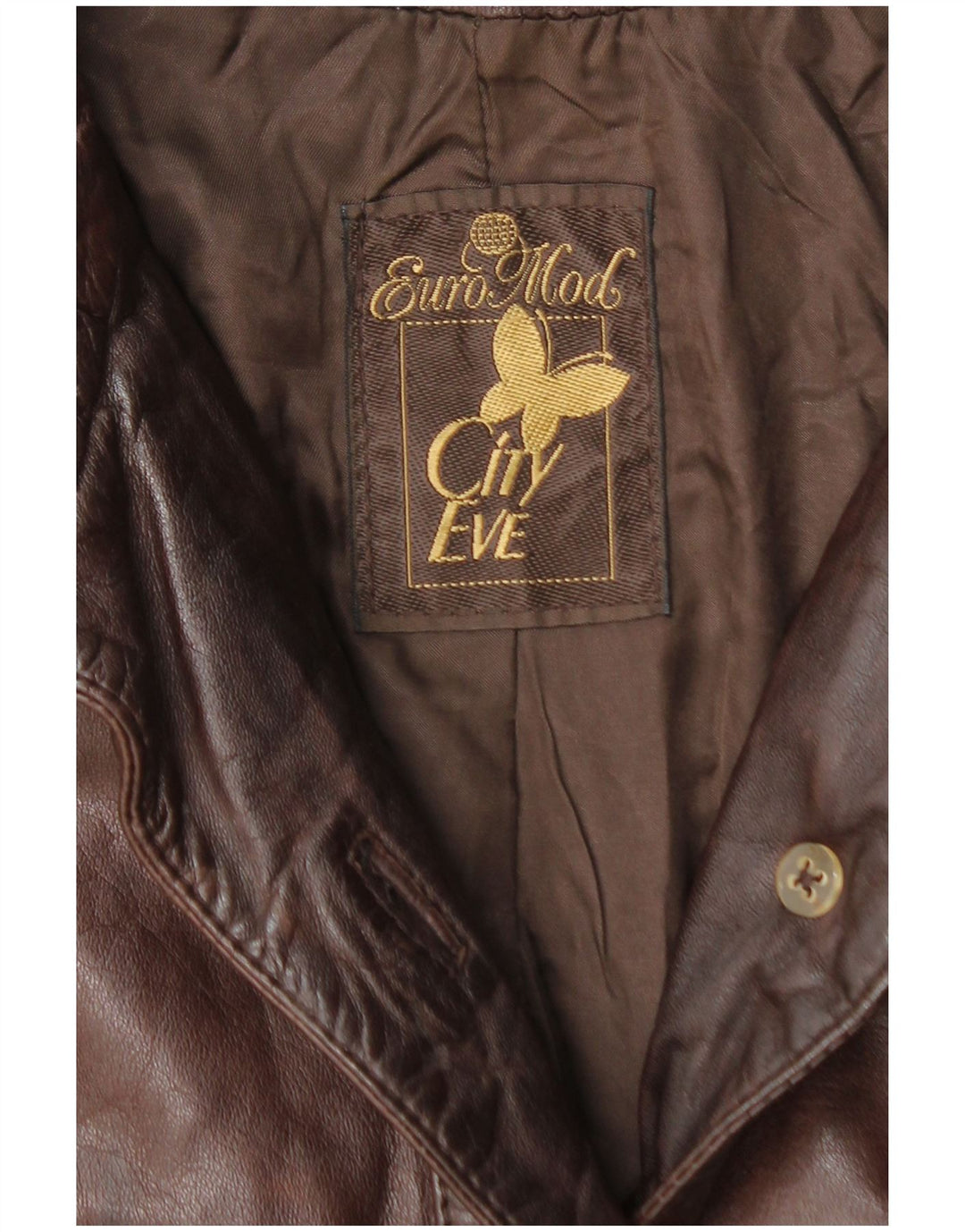 Cappotto in pelle da donna VINTAGE UK 14 Marrone medio