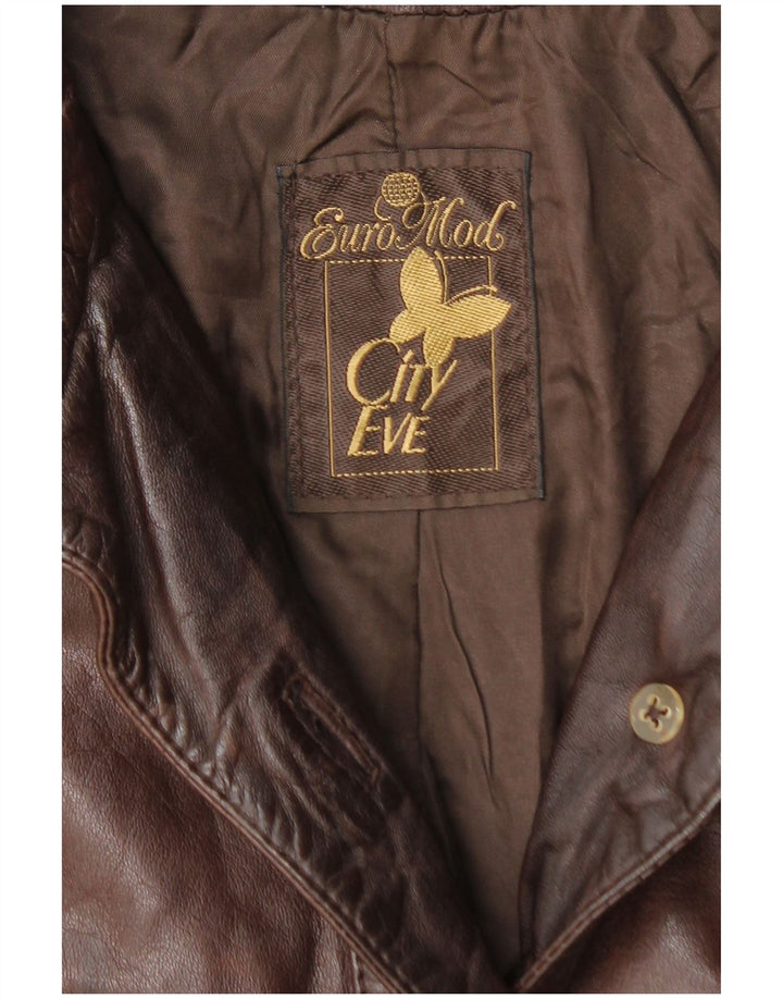 Cappotto in pelle da donna VINTAGE UK 14 Marrone medio