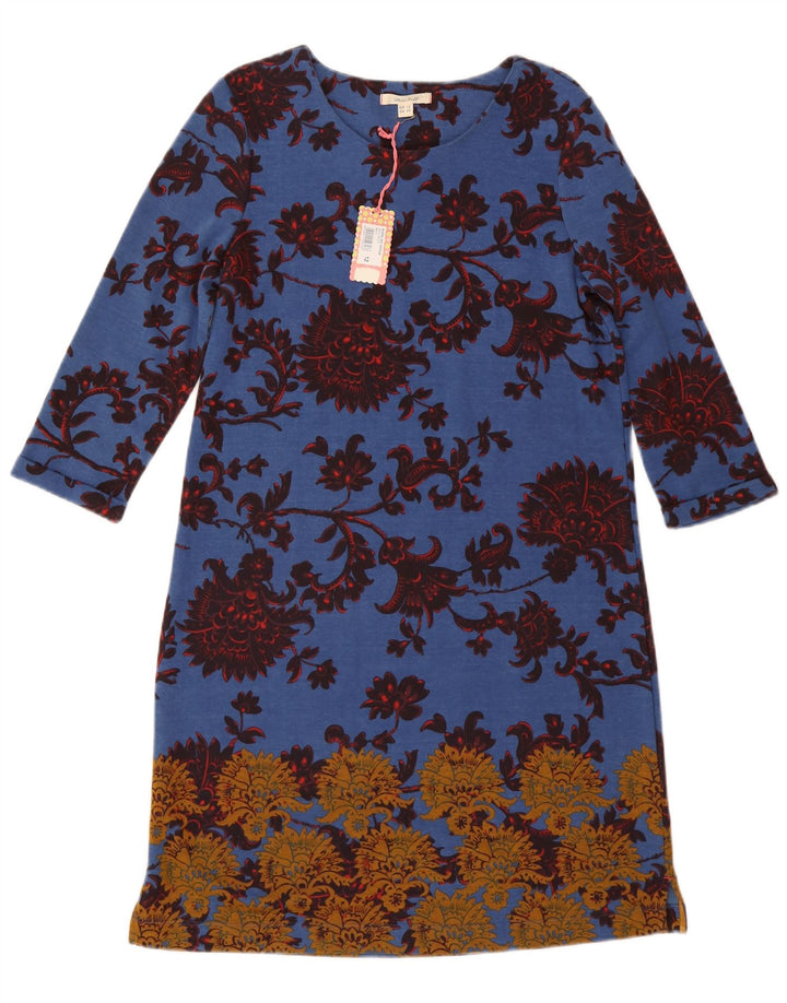 WHITE STUFF Abito tubino da donna con maniche a 3/4 UK 12 Blu medio floreale