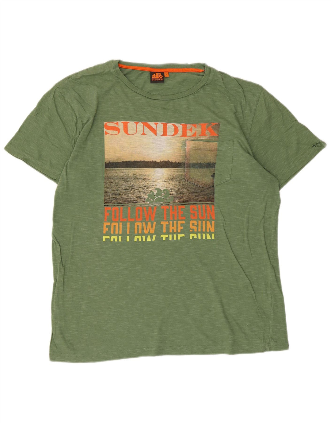 T-shirt grafica da uomo Sundek Top grande in cotone chiazzato verde
