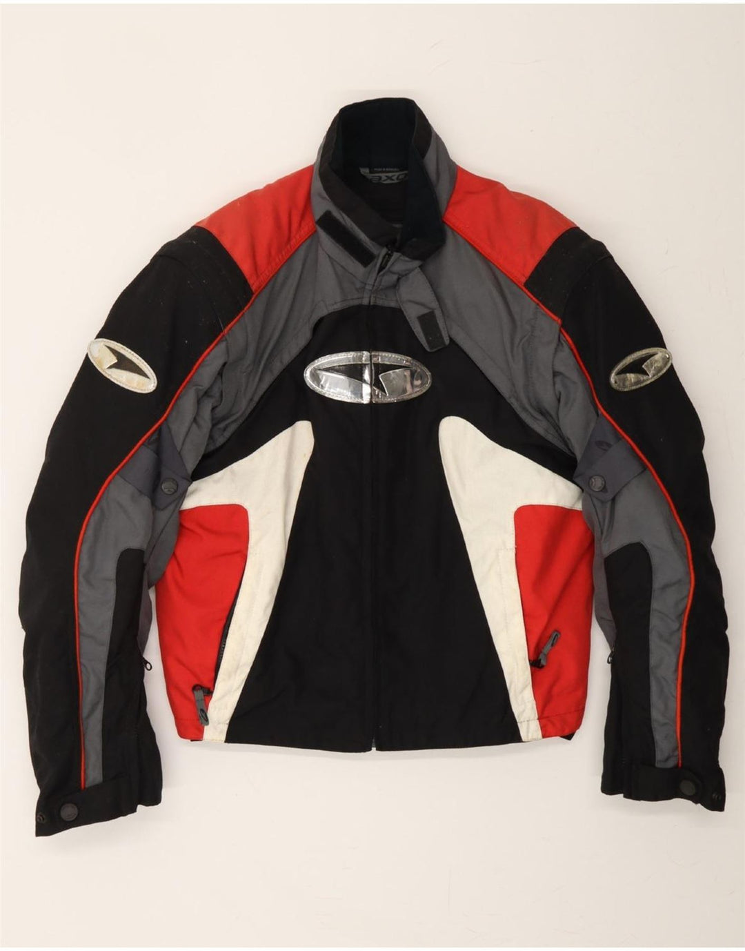 AXO Mens Motorcycle Racer Jacket UK 38 Medium Black Colourblock Polyester Vintage AXO and Second-Hand AXO from Messina Hembry 