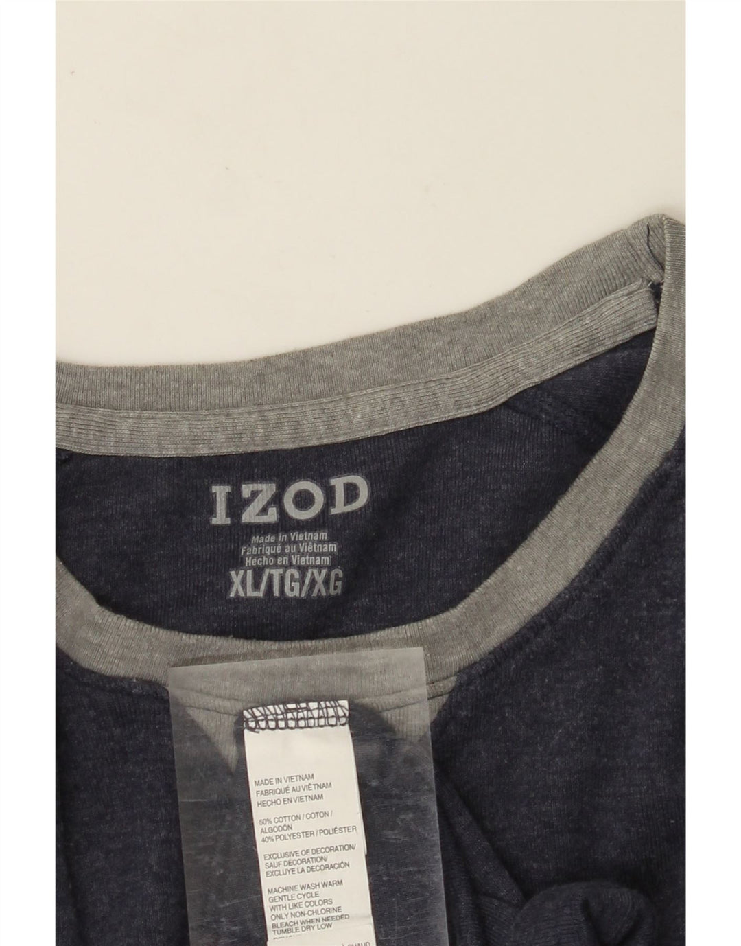 Top IZOD da uomo a maniche lunghe XL in cotone blu navy