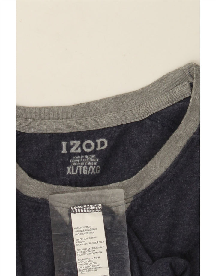 Top IZOD da uomo a maniche lunghe XL in cotone blu navy