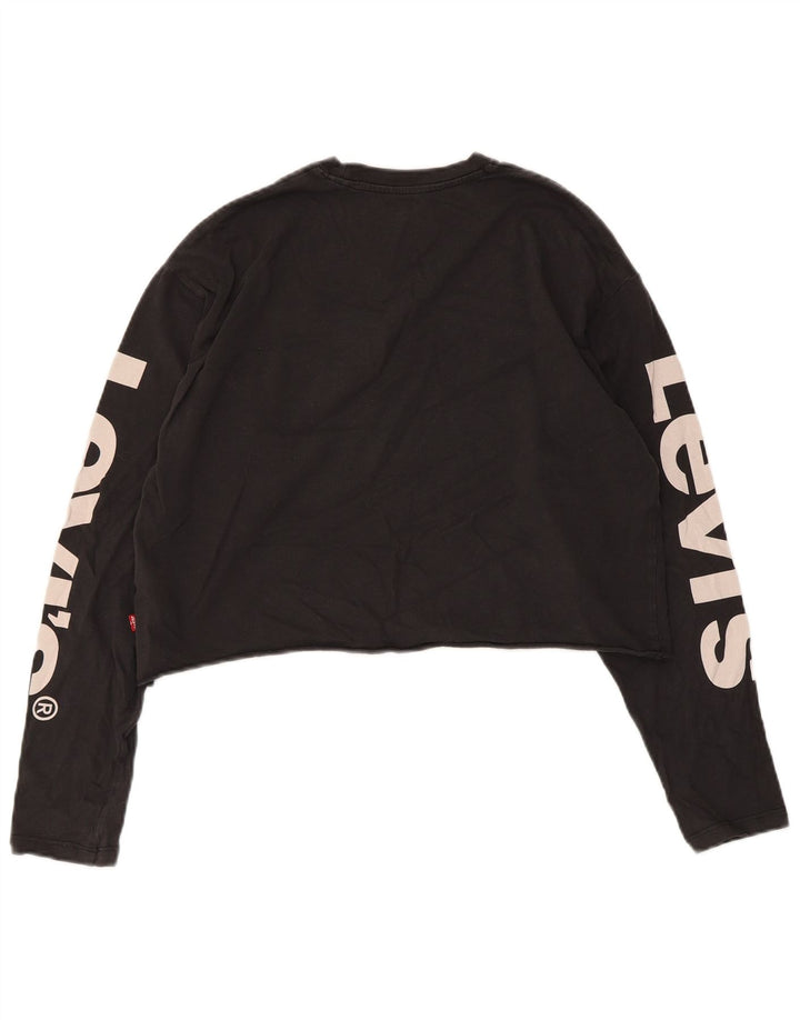 Levi's Donna Top Corto Oversize con Grafica Manica Lunga UK 2 2XS Cotone Nero
