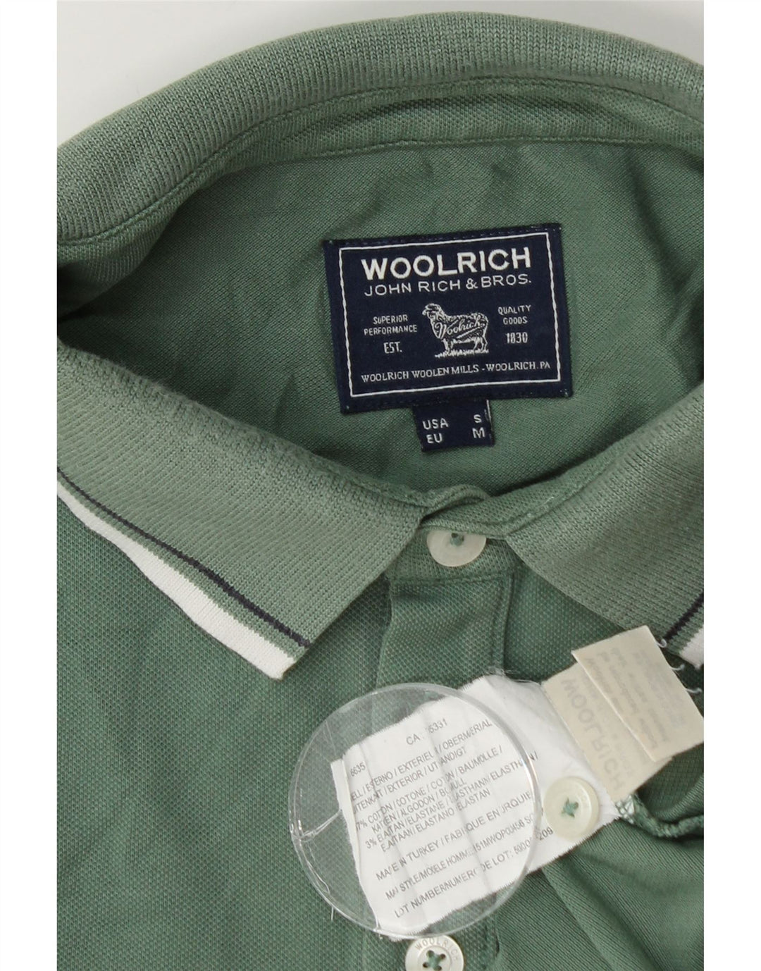 Polo da uomo Woolrich in cotone verde medio