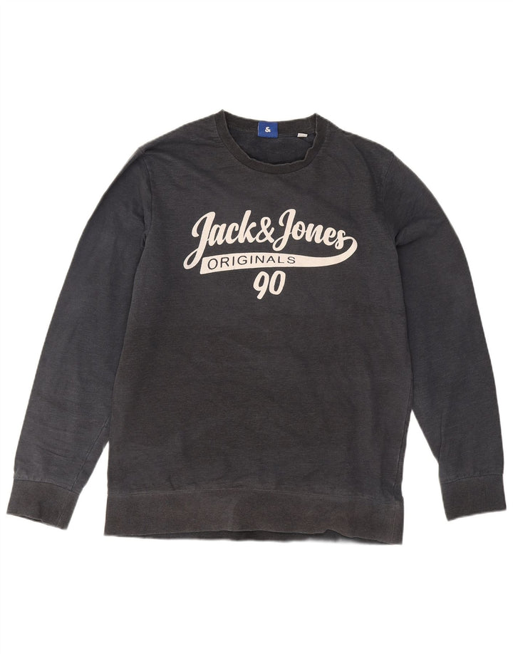 Jack & Jones Felpa grafica da uomo Maglione grande cotone grigio