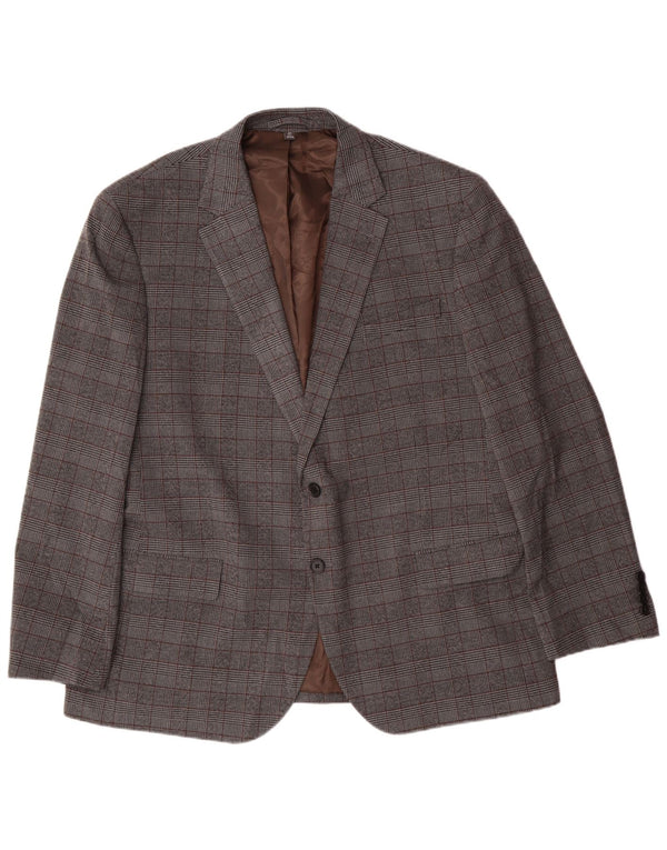 Giacca blazer a 2 bottoni da uomo Marks & Spencer UK 46 3XL Poliestere a quadri grigio