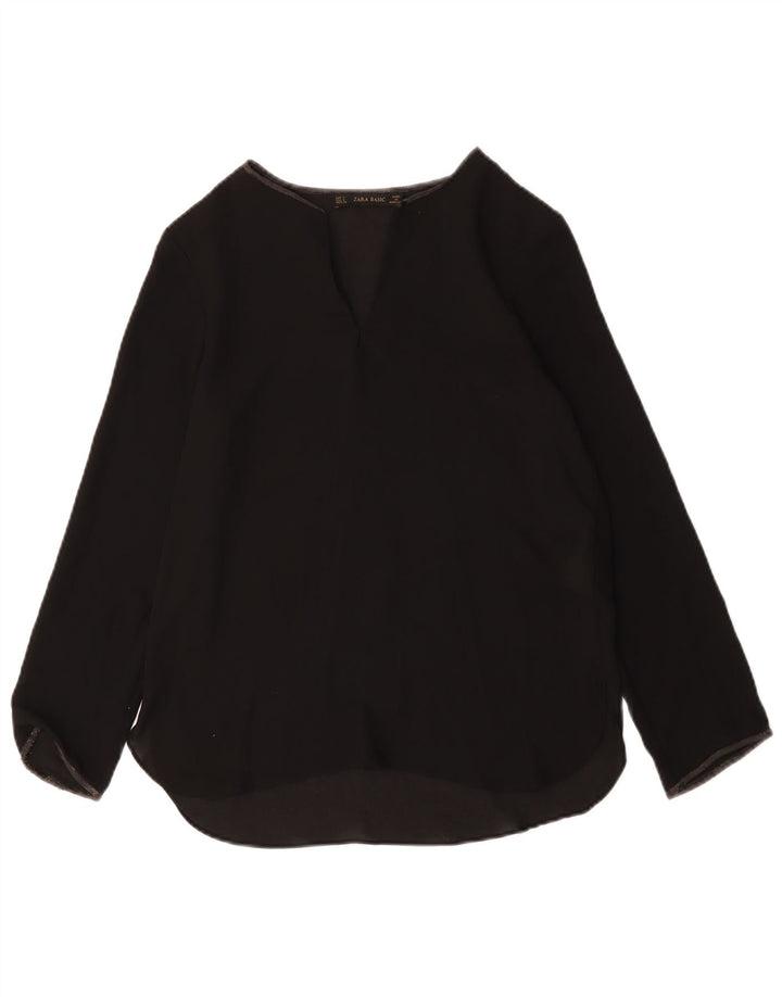 Top Zara da donna a maniche lunghe UK 10 Small Nero Poliestere
