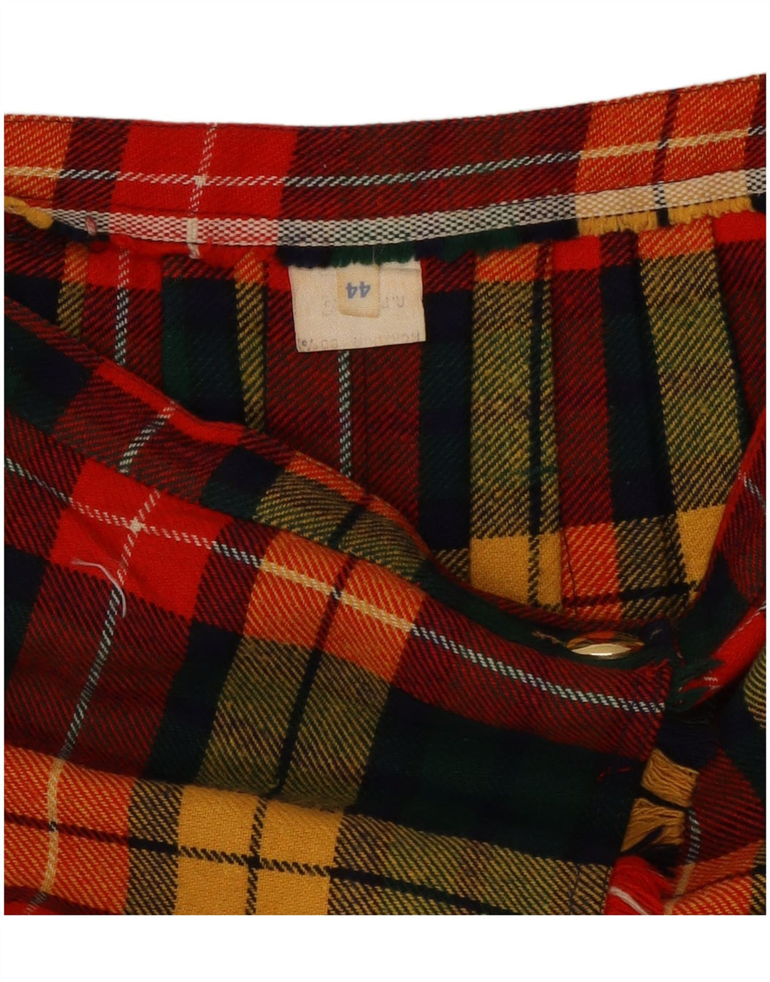 Gonna a portafoglio geometrica da donna vintage IT 44 media W29 scozzese multicolore