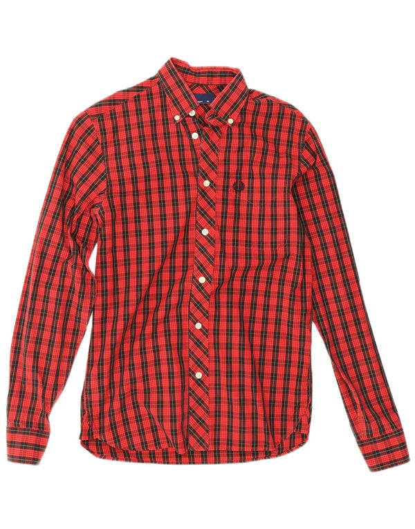 Camicia da uomo Fred Perry XS in cotone a quadri rossi