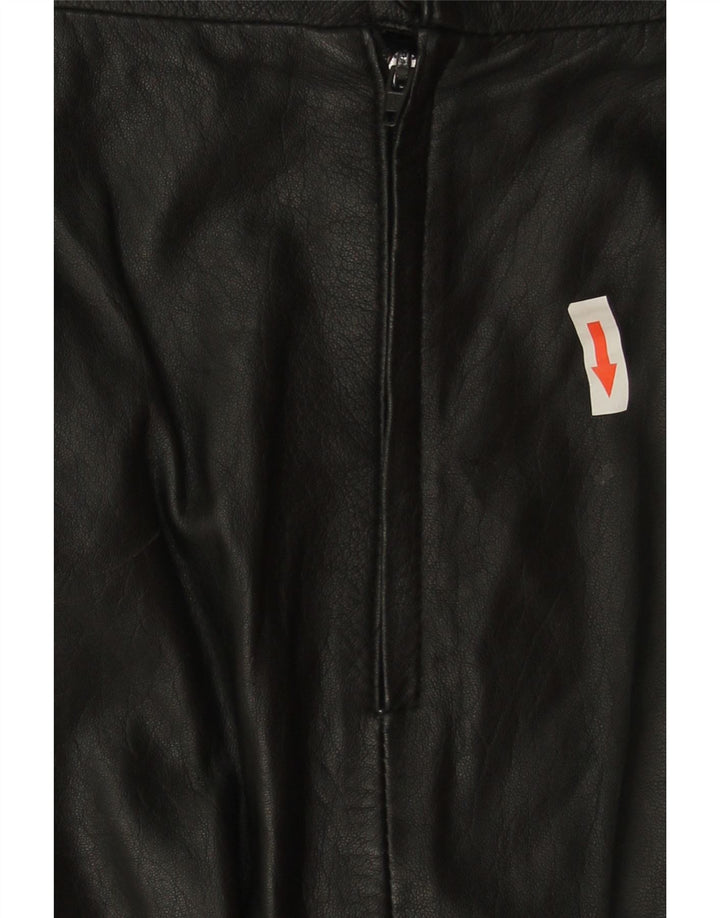 Gonna in pelle vintage da donna W30 media nera