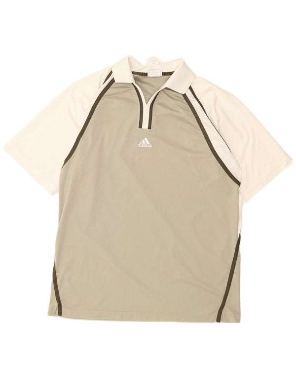 Polo Adidas da uomo UK 42/44 Large Verde Colourblock Poliestere