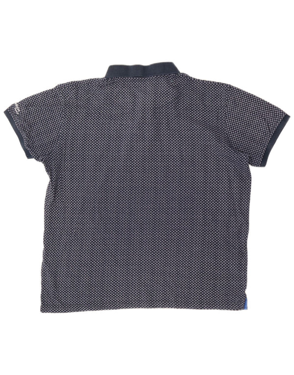 Harmont & Blaine Mens Polo Shirt 2XL Navy Blue Geometric Cotton