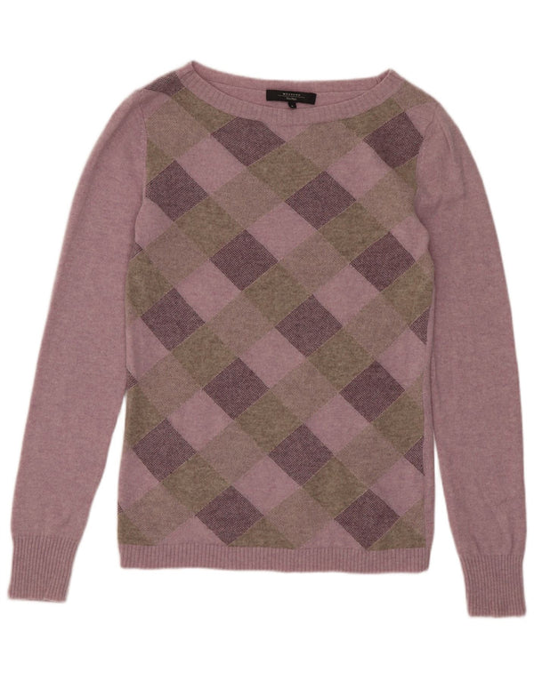 Max Mara Womens Weekend Boat Neck Jumper Sweater UK 12 Medium Purple Check