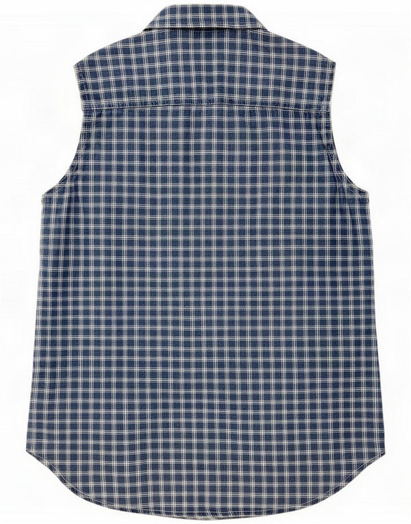 Camicia senza maniche da donna Conte of Florence UK 10 Small Blu Navy Check