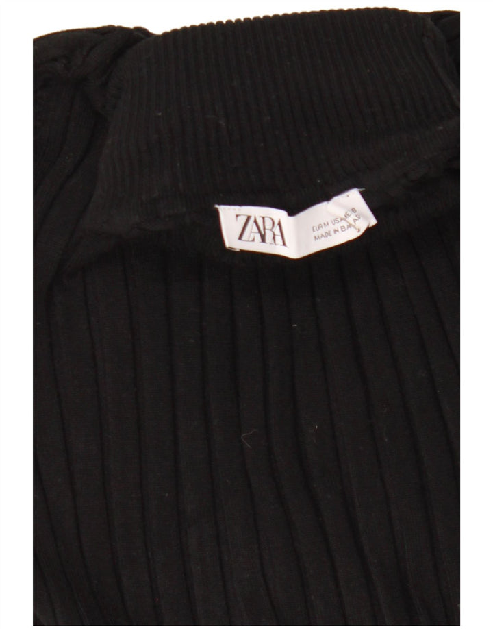 Maglione corto da donna Zara con collo alto, taglia UK 12, medio, nero
