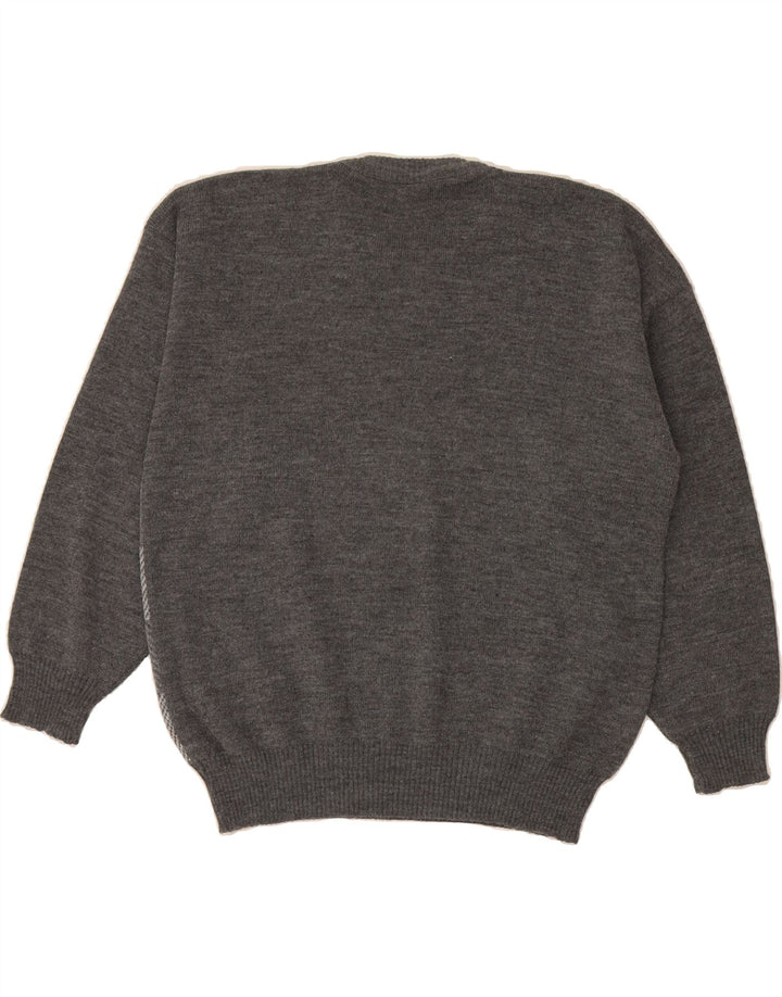 VINTAGE Mens Crew Neck Jumper Sweater XL Grey Check Polyacrylic Vintage Vintage and Second-Hand Vintage from Messina Hembry 