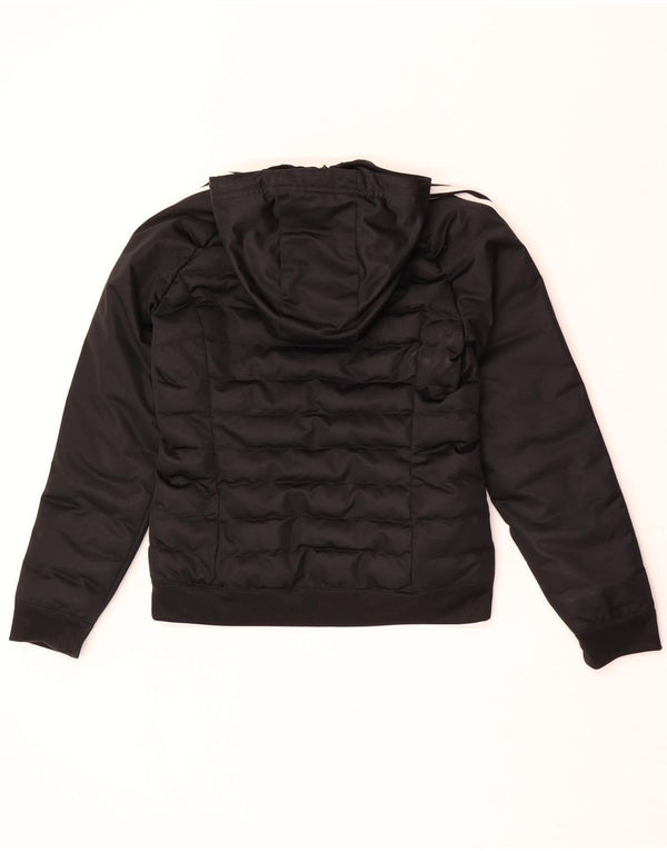 Giacca imbottita con cappuccio da donna Adidas UK 12 Medium Nero Poliestere