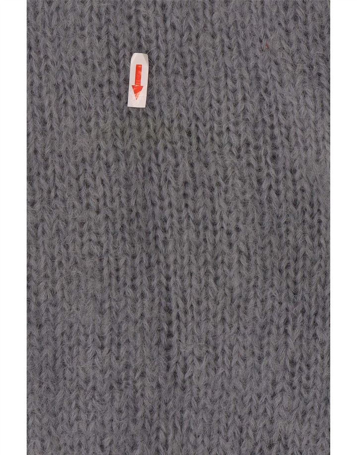 Maglione cardigan da donna vintage UK 16 grande blu a rombi/diamante