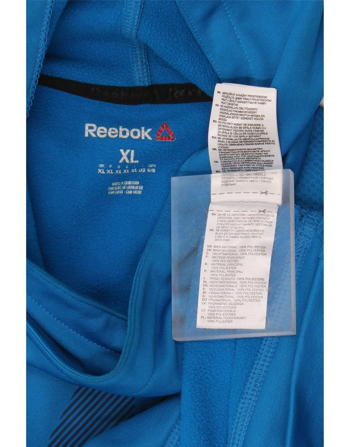 Felpa con cappuccio grafica da uomo REEBOK XL blu poliestere